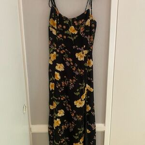 Sundry Black and Yellow Spaghetti Strap Maxi Dress